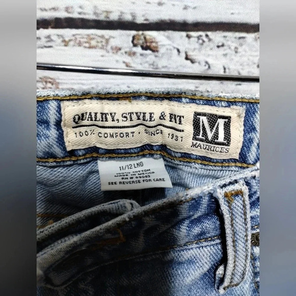 Maurices Bootcut Jeans Light Wash size 11/12 LONG Vintage 90s Distressed Faded - Picture 6 of 8